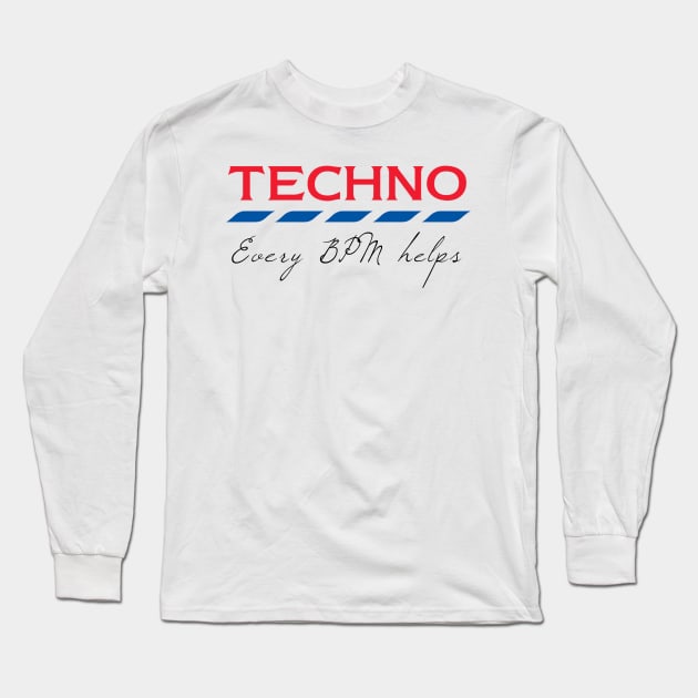 Tesco Techno - Every BPM Helps Long Sleeve T-Shirt by Raw Designs LDN